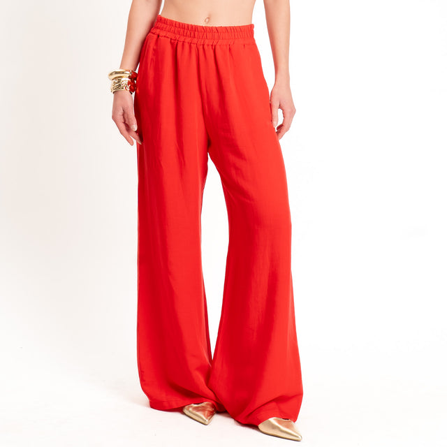 Tensione in-Completo top e pantalone misto lino - rosso
