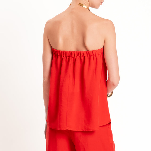 Tensione in-Completo top e pantalone misto lino - rosso