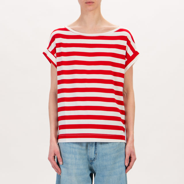 Vicolo-T-shirt jersey a righe - latte/rosso