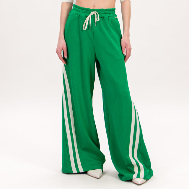 Souvenir-Pantalone in felpa banda laterale - verde/burro