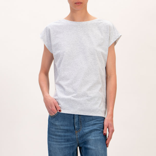 Souvenir-T-shirt scollo v dietro - grigio melange