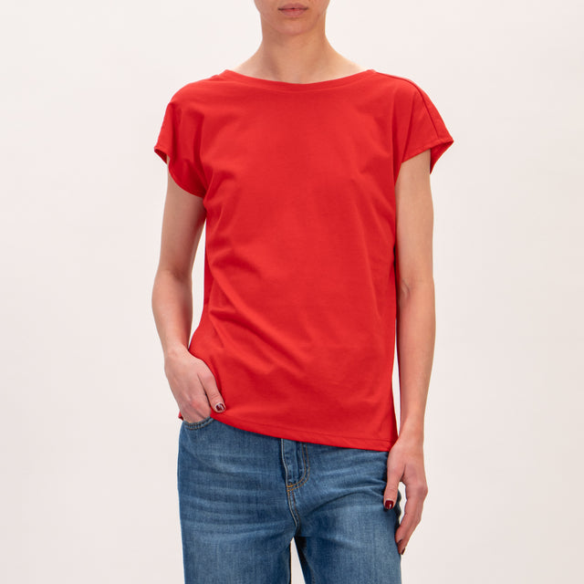 Souvenir-T-shirt scollo v dietro - rosso