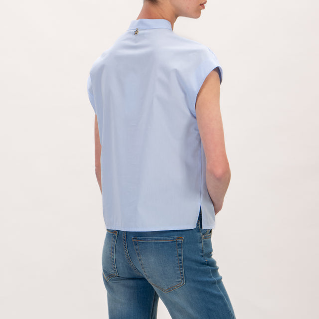 Souvenir-Camicia smanicata spacchi laterali - azzurro