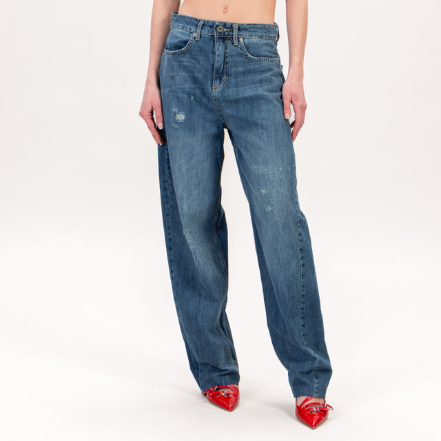 Souvenir-Jeans wide leg fit con abrasioni - denim