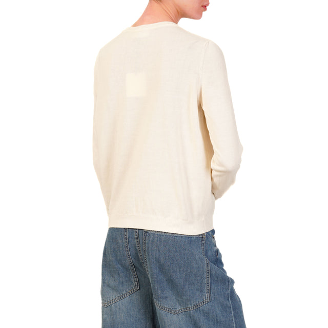 Vicolo-Cardigan bottoni gioiello - burro