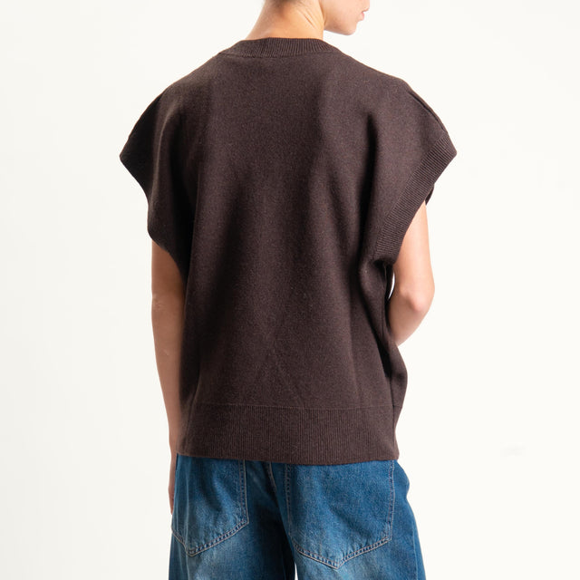Vicolo-Maglia scollo v misto cashmere - moro