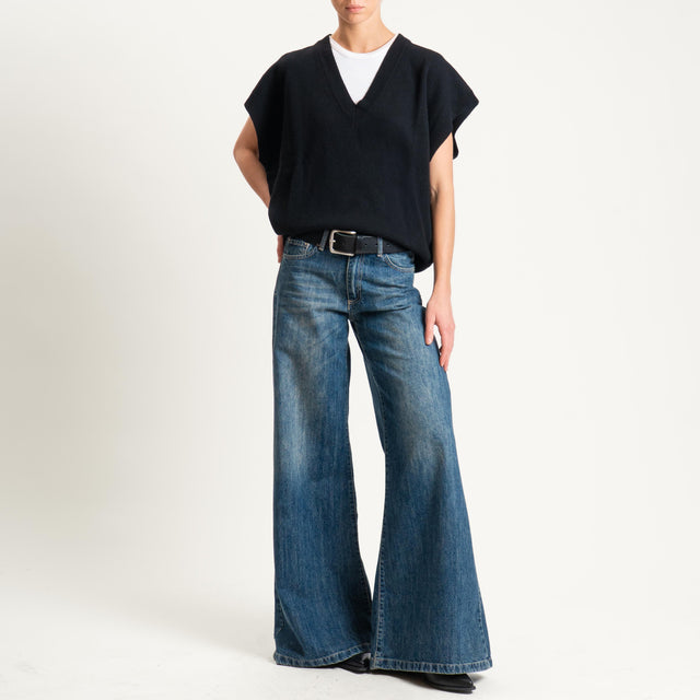 Vicolo-Maglia scollo v misto cashmere - nero
