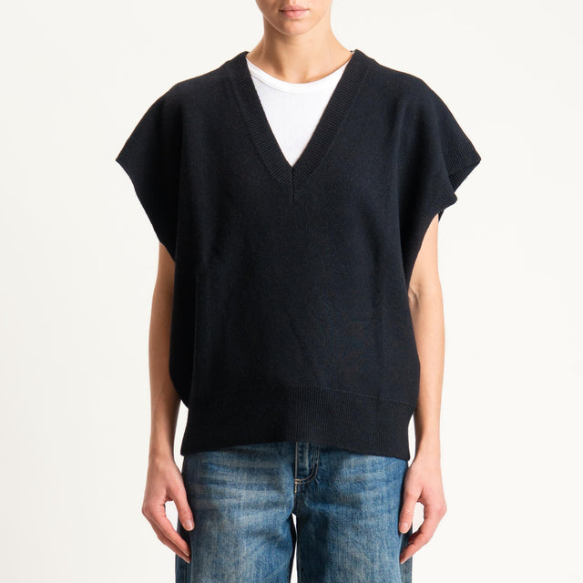 Vicolo-Maglia scollo v misto cashmere - nero