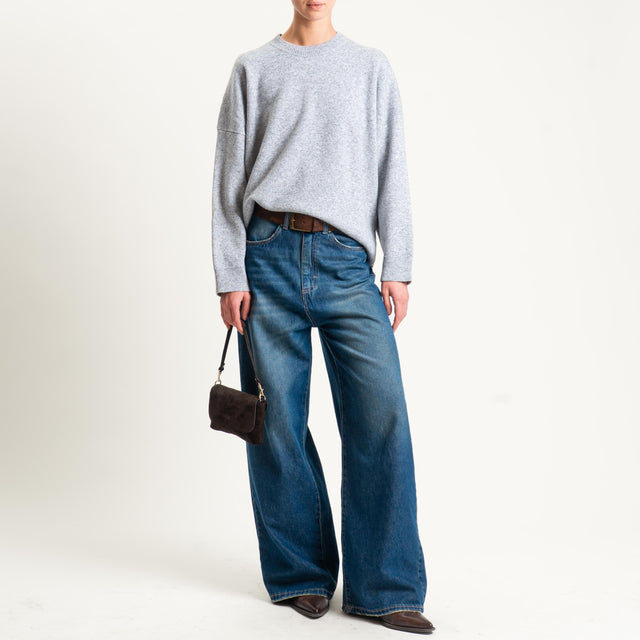 Vicolo-Maglia girocollo misto cashmere - grigio melange