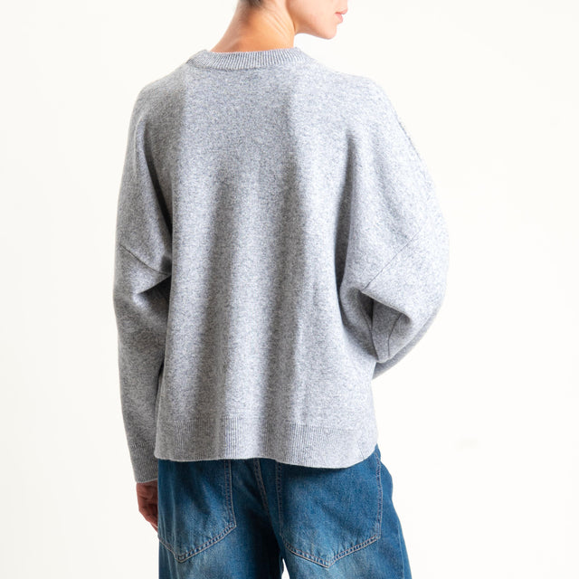 Vicolo-Maglia girocollo misto cashmere - grigio melange