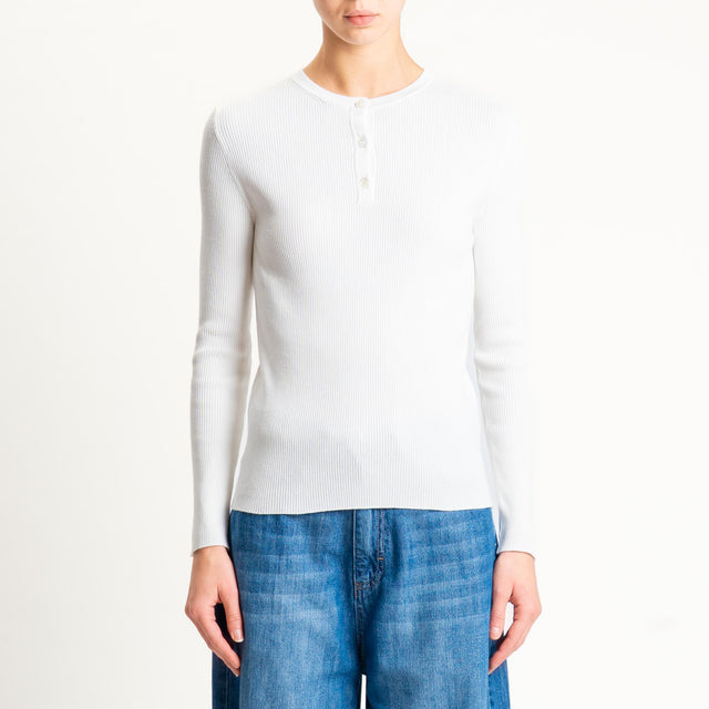 Vicolo- Maglia chester a costine - latte