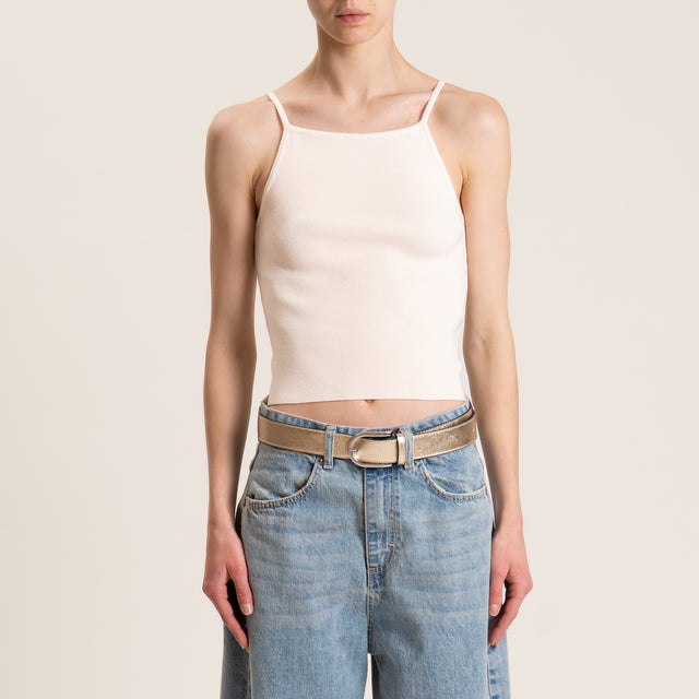 Vicolo-T-shirt in maglia fiocco dietro - burro