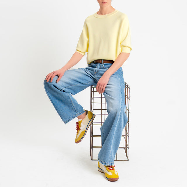 Vicolo-Maglia girocollo punto roma - yellow