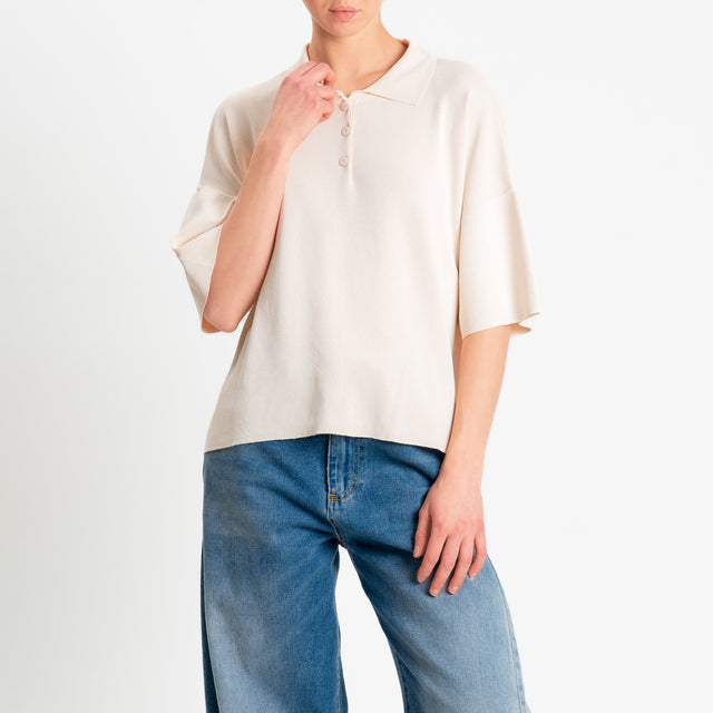 Vicolo-Maglia collo polo punto roma - sand