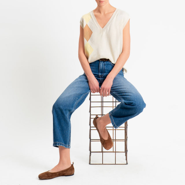Vicolo-Gilet argyle - burro/yellow/biscotto