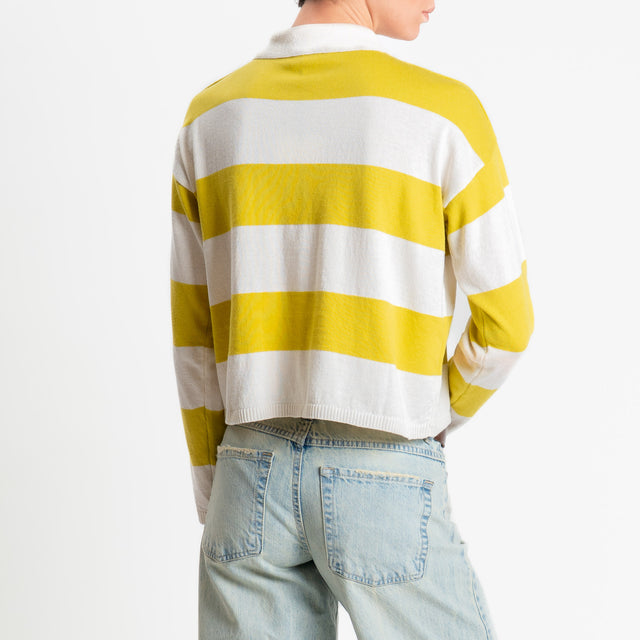 Vicolo-Maglia polo a righe - burro/olio