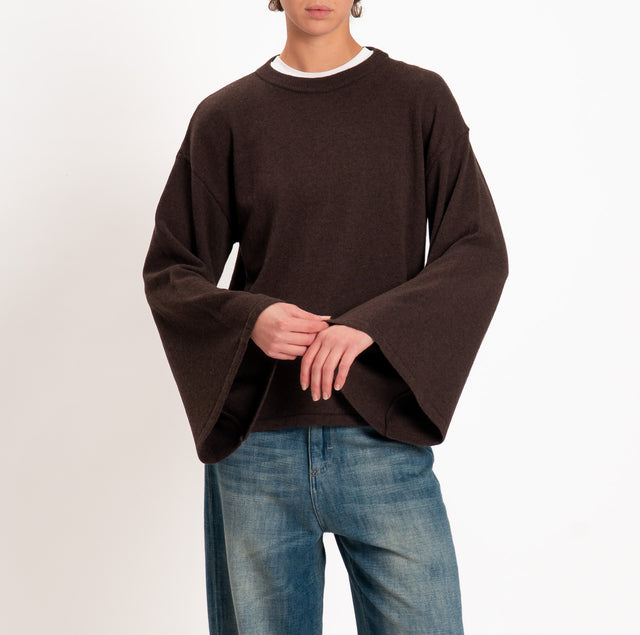 Vicolo-Maglia scatola misto cashmere manica ampia - cioccolato