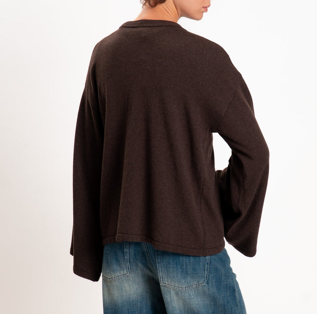 Vicolo-Maglia scatola misto cashmere manica ampia - cioccolato