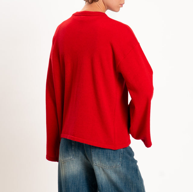 Vicolo-Maglia scatola misto cashmere manica ampia - rosso