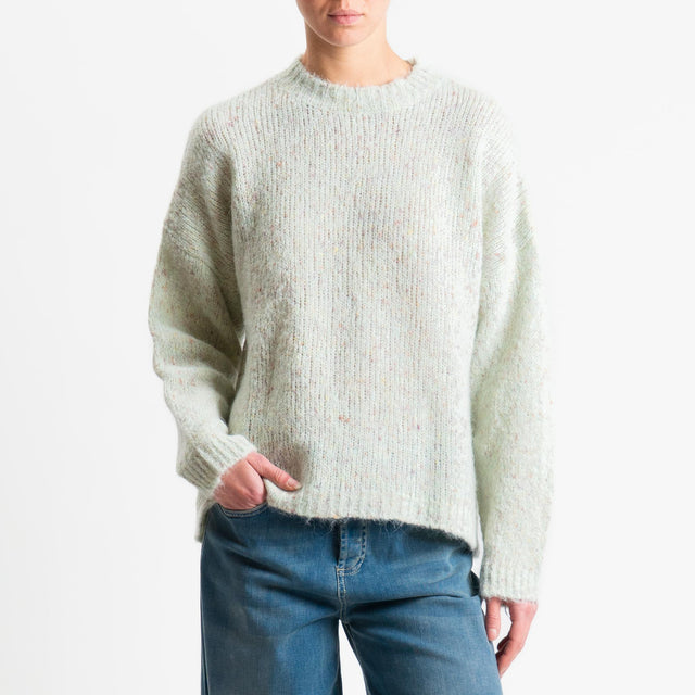 Vicolo-Maglia girocollo misto alpaca melange - acqua