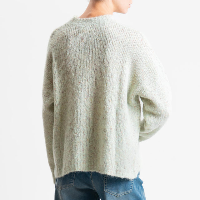 Vicolo-Maglia girocollo misto alpaca melange - acqua