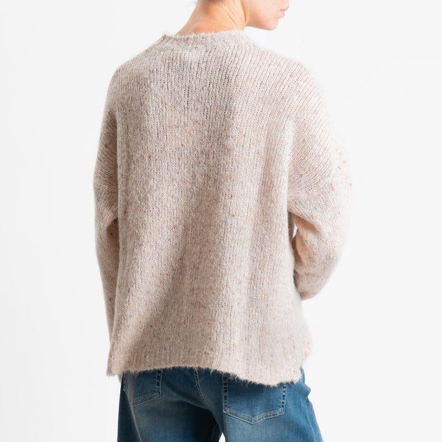 Vicolo-Maglia girocollo misto alpaca melange - rosa