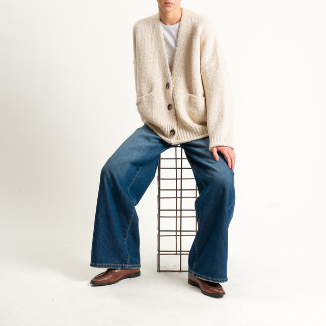 Vicolo-Cardigan misto alpaca con tasche - burro