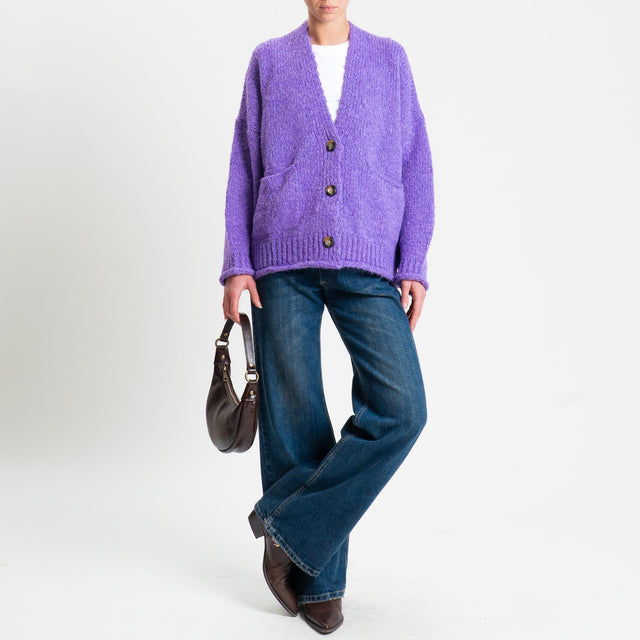 Vicolo-Cardigan misto alpaca con tasche - glicine