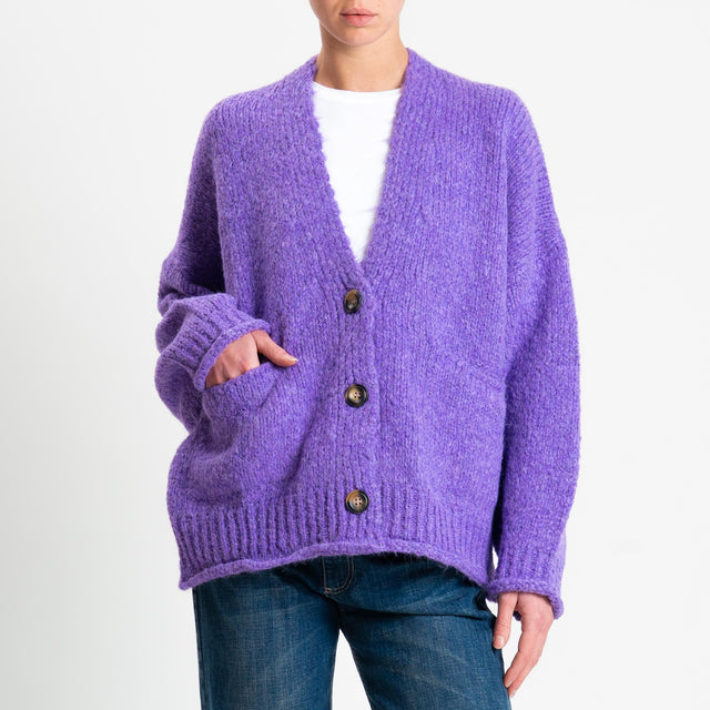 Vicolo-Cardigan misto alpaca con tasche - glicine