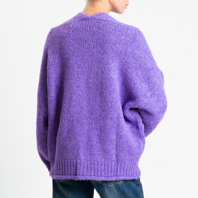 Vicolo-Cardigan misto alpaca con tasche - glicine