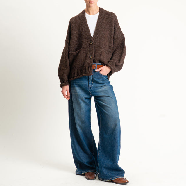Vicolo-Cardigan misto alpaca con tasche - moro