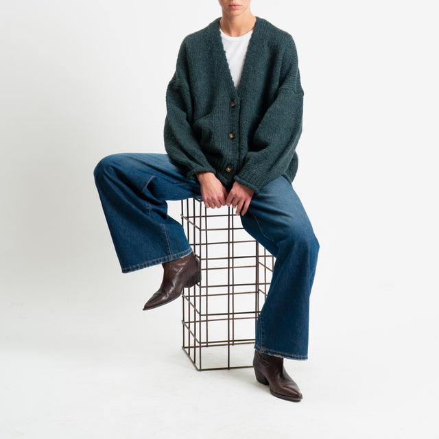 Vicolo-Cardigan misto alpaca con tasche - verde bottiglia