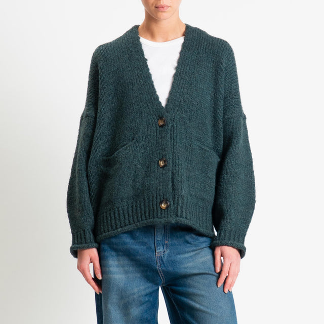Vicolo-Cardigan misto alpaca con tasche - verde bottiglia