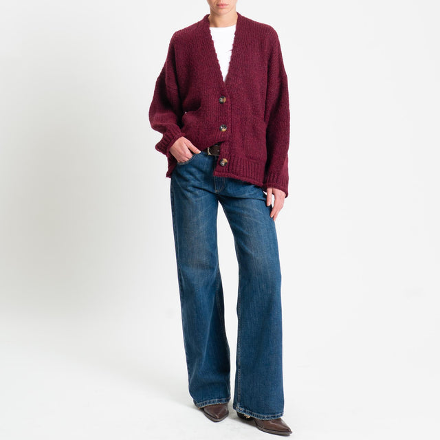 Vicolo-Cardigan misto alpaca con tasche - vino