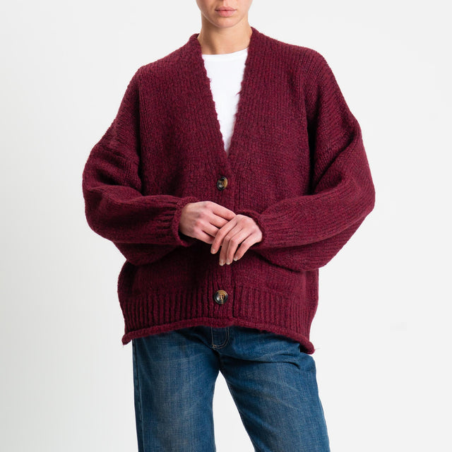 Vicolo-Cardigan misto alpaca con tasche - vino