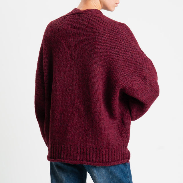 Vicolo-Cardigan misto alpaca con tasche - vino