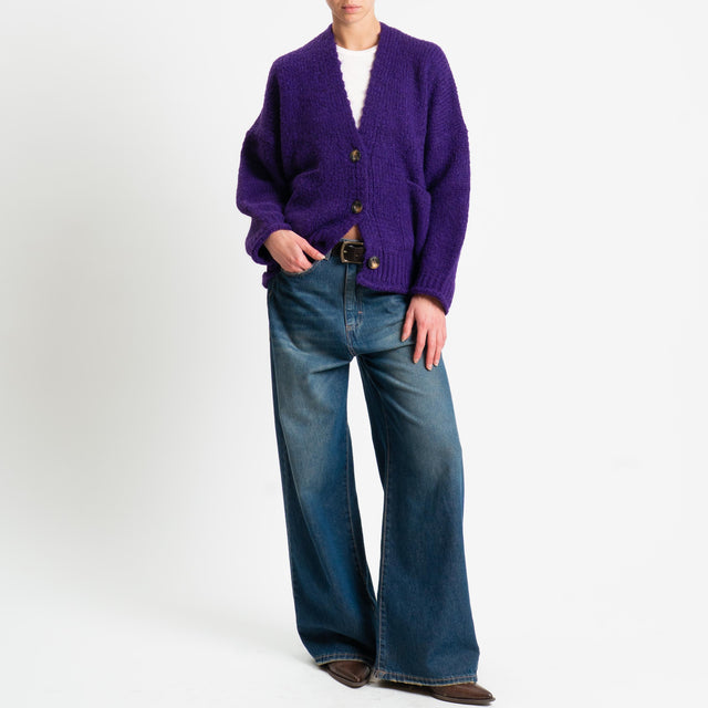 Vicolo-Cardigan misto alpaca con tasche - viola