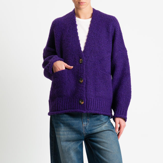 Vicolo-Cardigan misto alpaca con tasche - viola