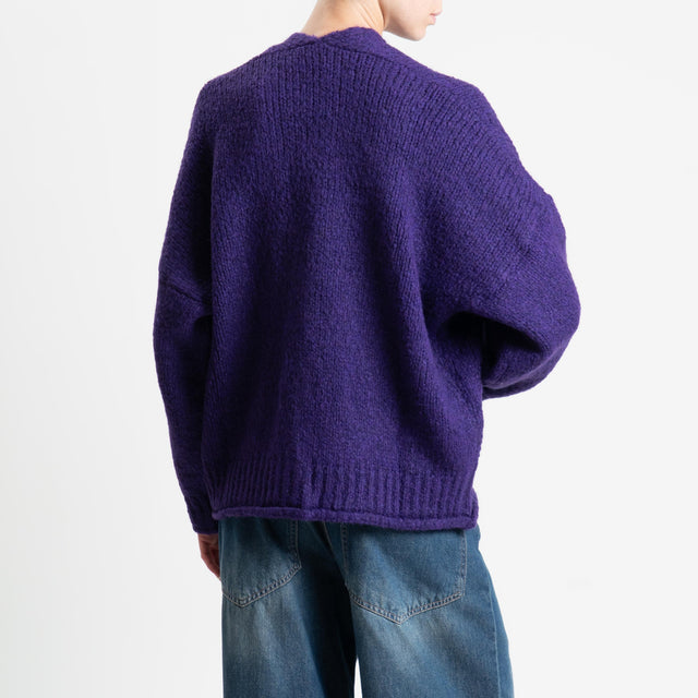 Vicolo-Cardigan misto alpaca con tasche - viola