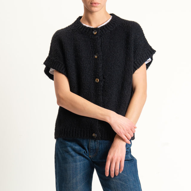 Vicolo-Gilet misto alpaca - nero
