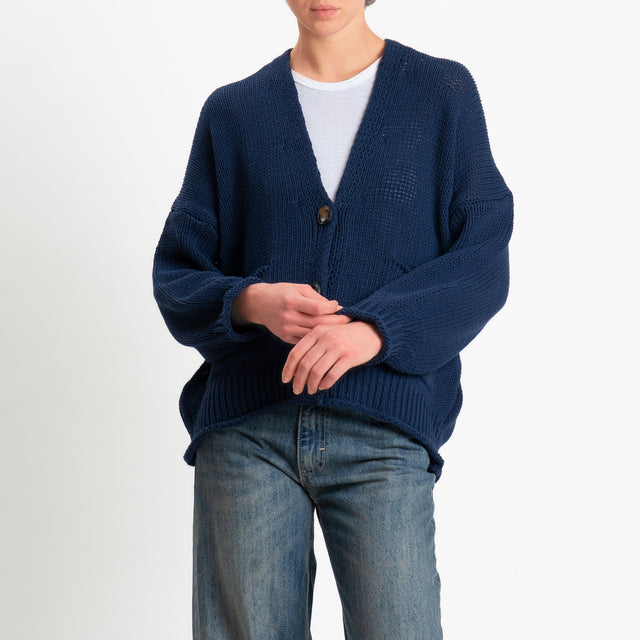 Vicolo-Cardigan bottoni con tasche - blu