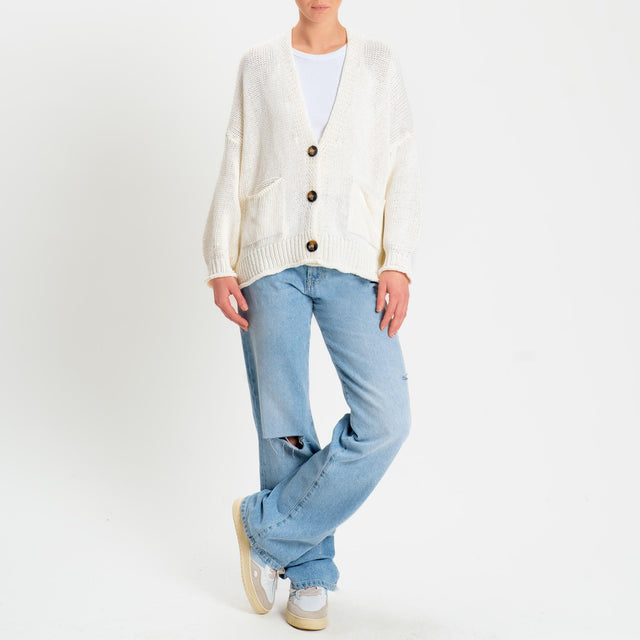 Vicolo-Cardigan bottoni con tasche - burro