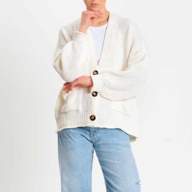 Vicolo-Cardigan bottoni con tasche - burro