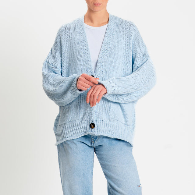 Vicolo-Cardigan bottoni con tasche - cielo