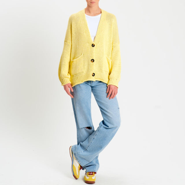 Vicolo-Cardigan bottoni con tasche - yellow