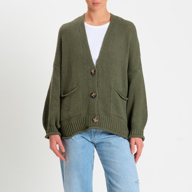 Vicolo-Cardigan bottoni con tasche - militare