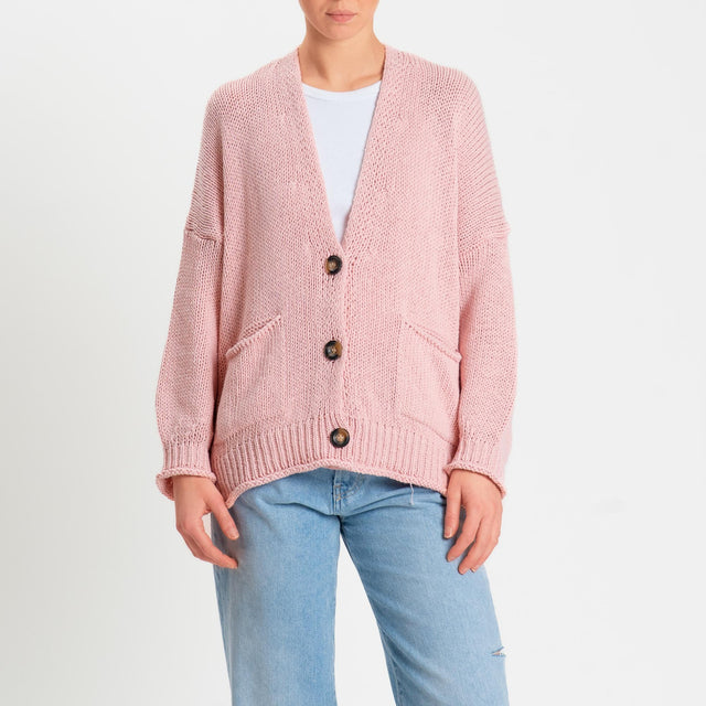 Vicolo-Cardigan bottoni con tasche - rosa