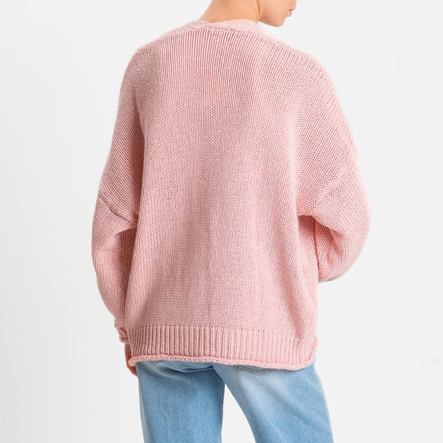 Vicolo-Cardigan bottoni con tasche - rosa