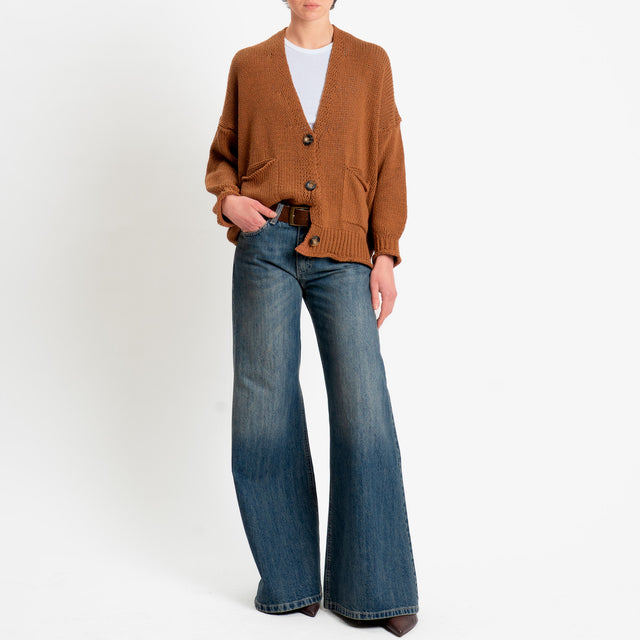 Vicolo-Cardigan bottoni con tasche - cuoio