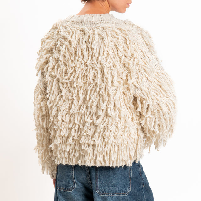 Vicolo-Cardigan misto lana effetto mongolia - burro